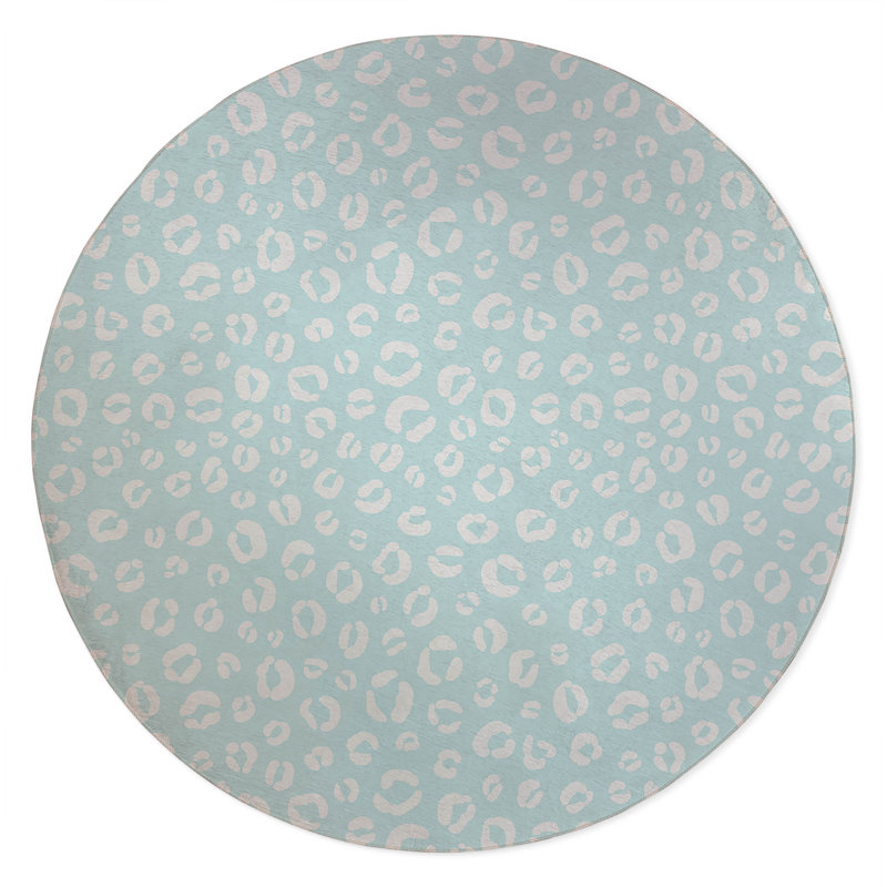 Leopard Play Non-Slip Outdoor Rug, Round 5'