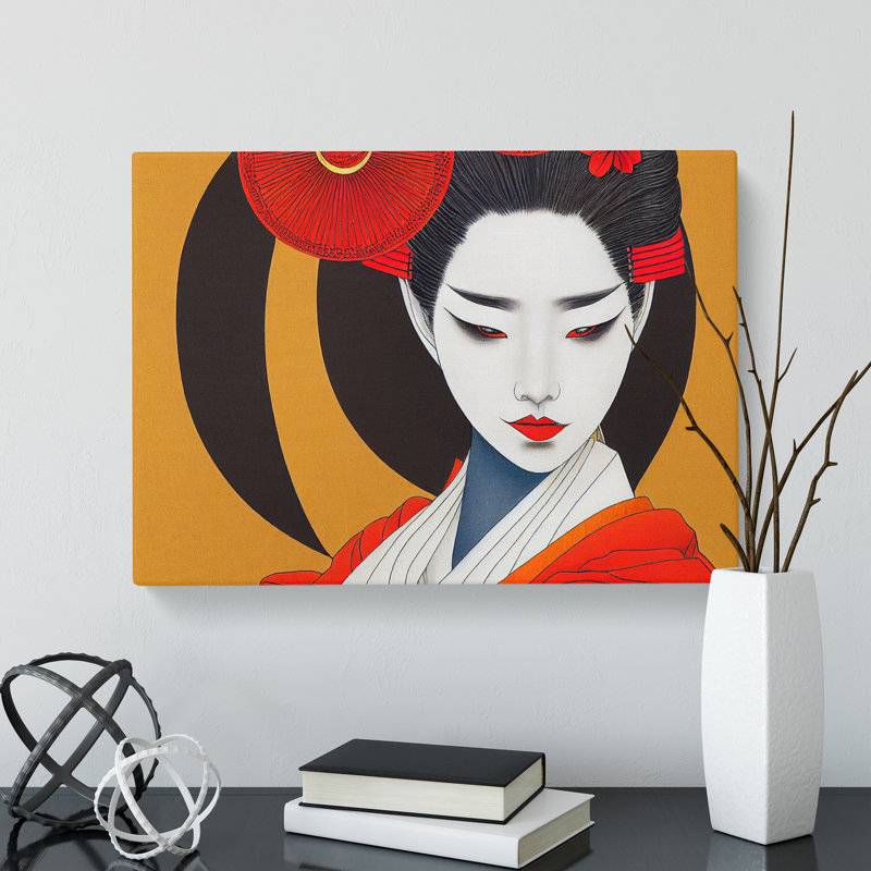 Loving Geisha - Wrapped Canvas, 35cm H x 50cm W x 3cm D