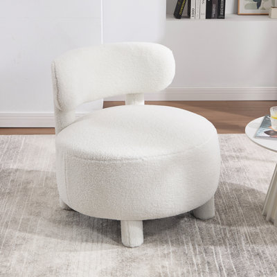 Chaise d'appoint rembourrée en tissu avec dossier incurvé et pieds en bois massif