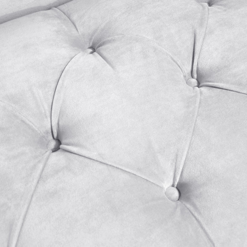 Méridienne rembourrée Kareem, Velours blanc classique, Argent