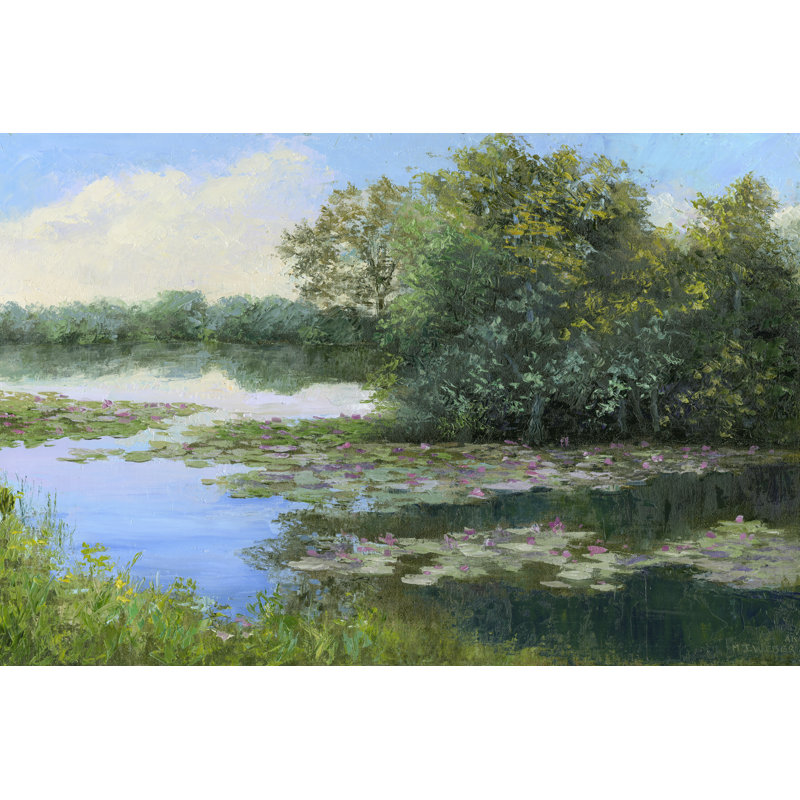 " Water Lily Pond " Painting Print, 12" H x 18" W x 1.25" D