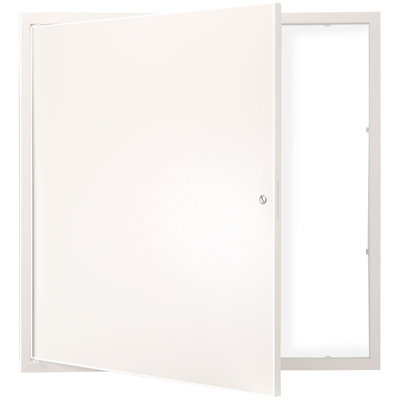 Panneau d'accès pour cloison sèche et plafond, panneaux d'accès de plomberie 16 x 16 pouces, porte d'accès renforcée, couvercle de trou de mur en acier robuste, panneau à charnières amovible facile à installer pour le câblage et les câbles, argent
