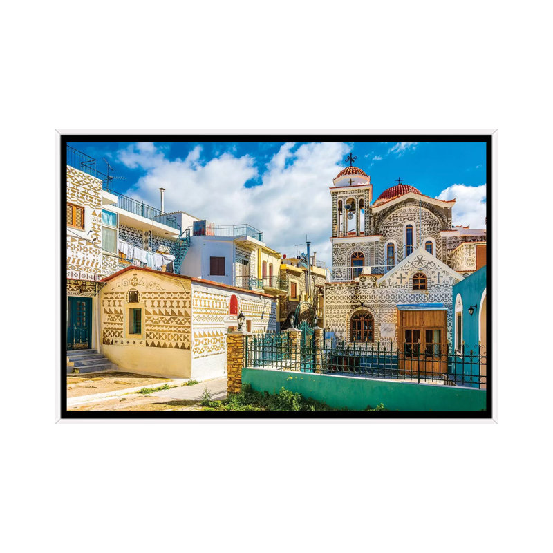 Pirgi Town Of Chios Island by Nejdet Duzen - Print on Canvas, 66.04 cm H x 45.72 cm W, White Framed