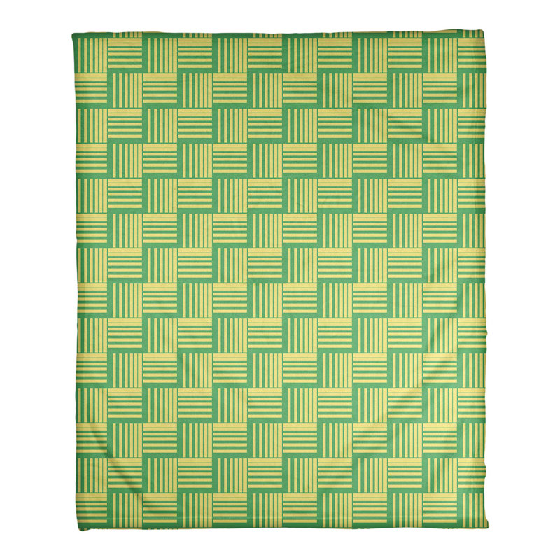 Couverture polaire à rayures classic basketweave, l 50 po x L 60 po, Vert / Jaune