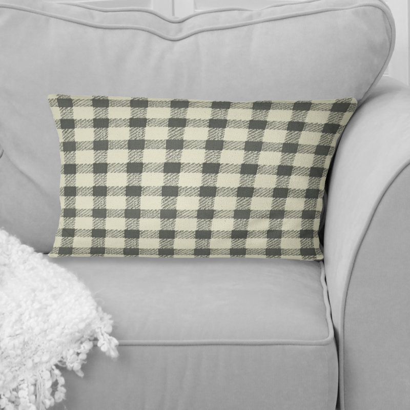 Imprimé pied-de-poule noir - coussin lombaire traditionnel