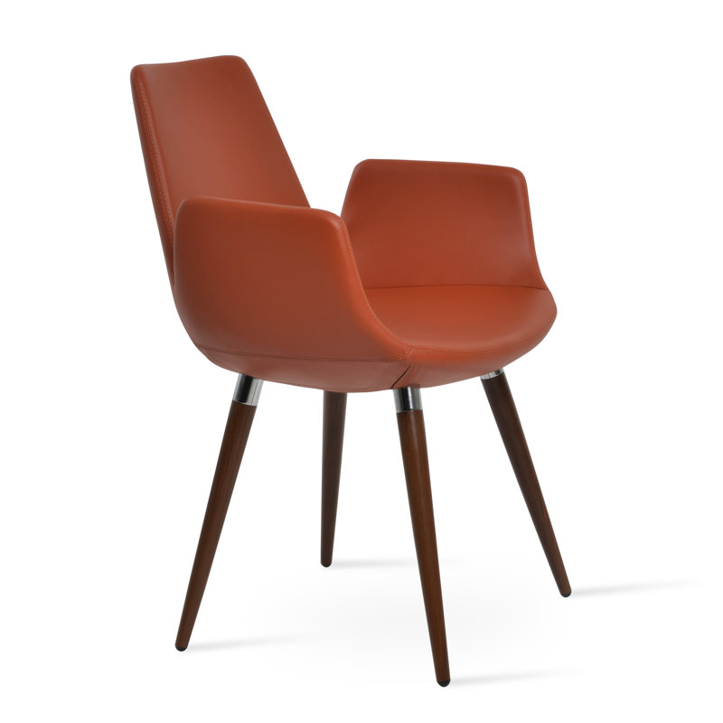 Eiffel 17.5'' H Upholstered Armchair, Orange, Black