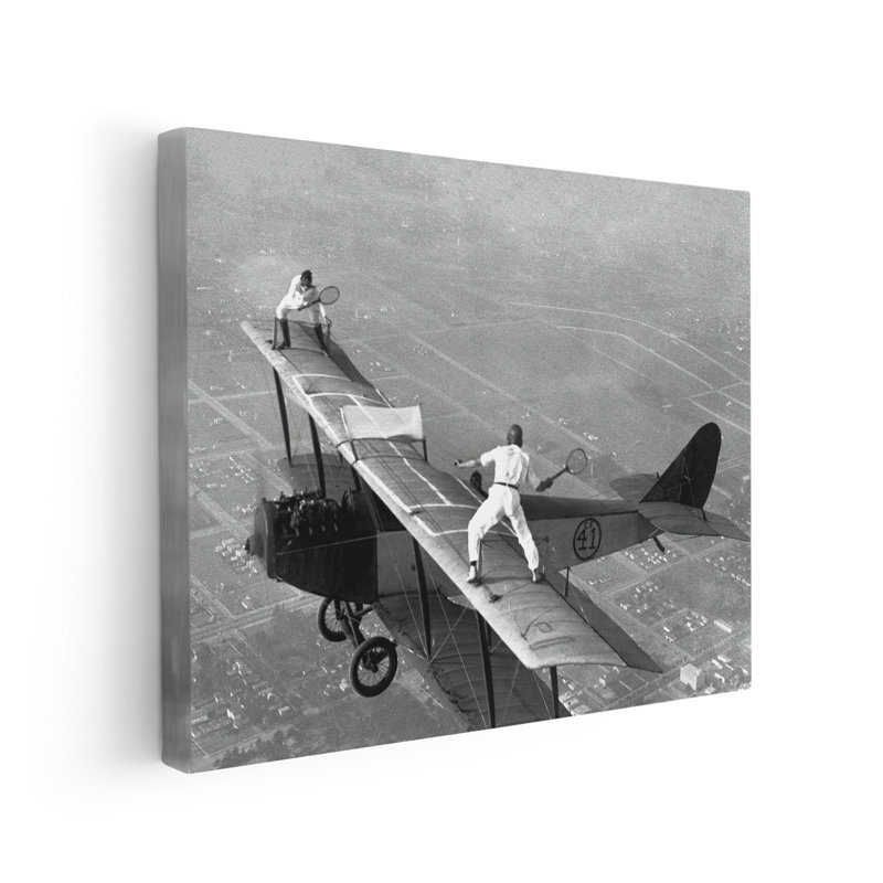 Tennis sur avion, Affiche, Encadrement brun, H 11 po x l 14 po