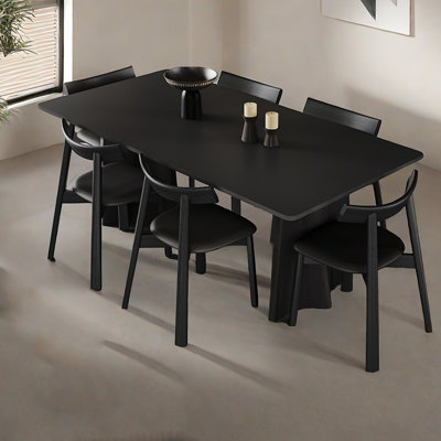 Table de salle à manger rétro avec plaque de roche Wabi-Sabi
