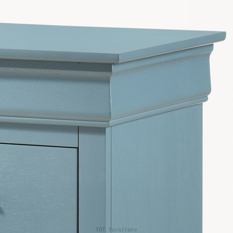 Table de chevet traditionnelle 1 tiroir, bleu sarcelle, Bleu sarcelle / argenté