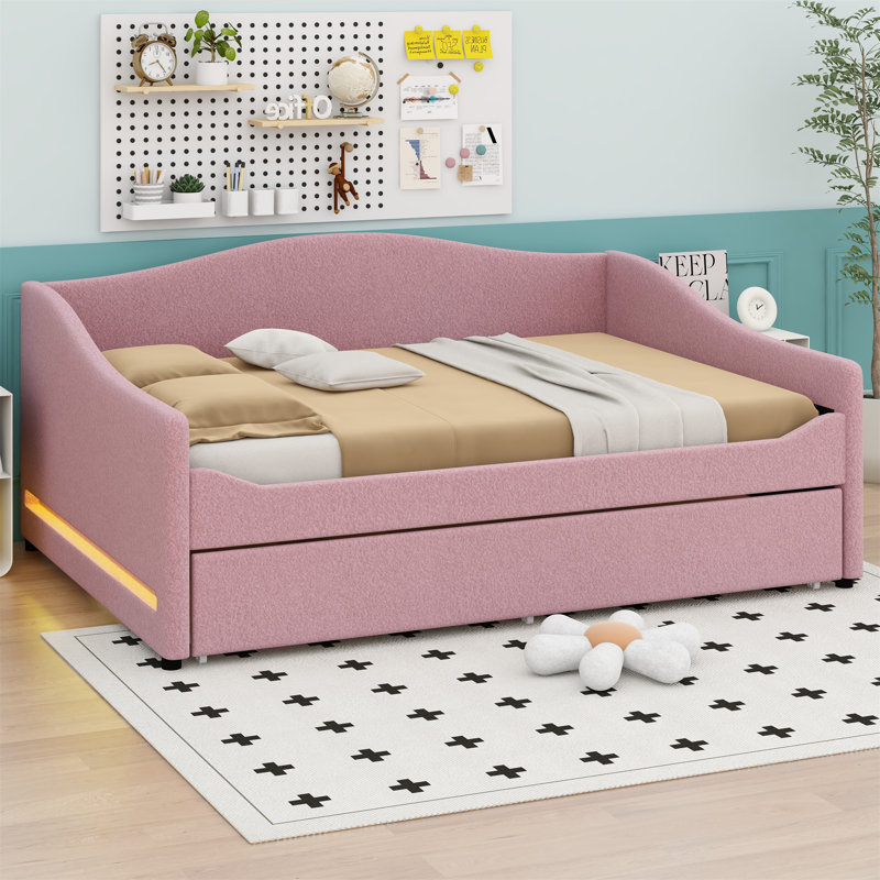 Anaiah Upholstered Daybed, Pink, Full
