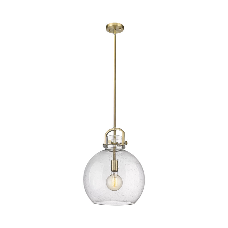 Luminaire suspendu à 1 tige Sligo, Laiton brossé, H 17,63 po x l 14 po x P 14 po, Grainé