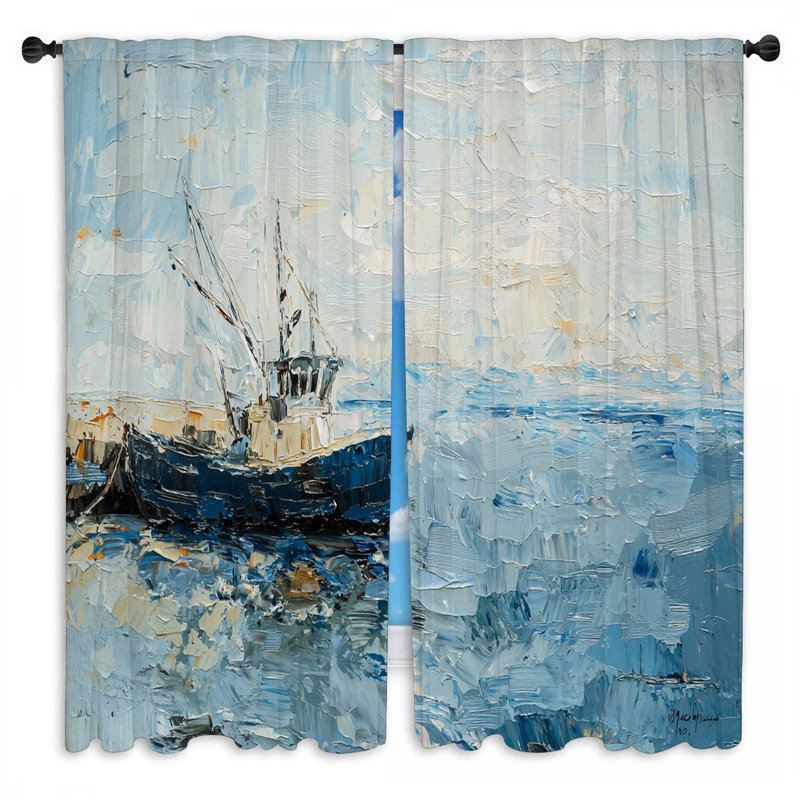 Rideaux de fenêtre de bateau, paysage marin, rideaux de plage, 2 panneaux, L 56 po x L 78 po
