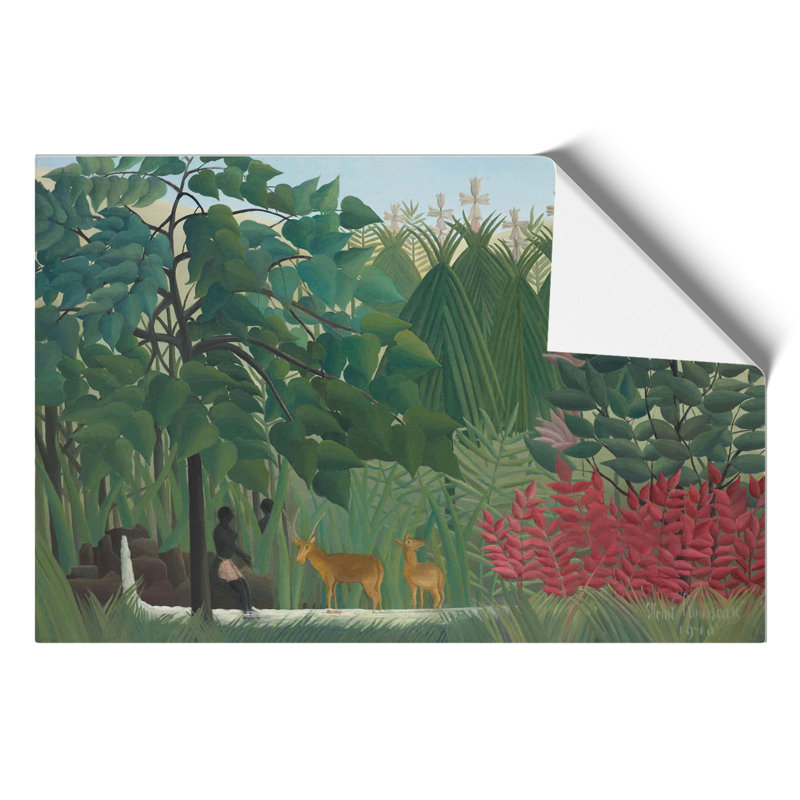 Two Deer by Henri Rousseau - No Frame Painting, 42cm H x 59cm W x 0.1cm D