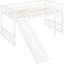 Lit mezzanine simple avec glissade et en bois massif blanc pour les loisirs, une chambre confortable