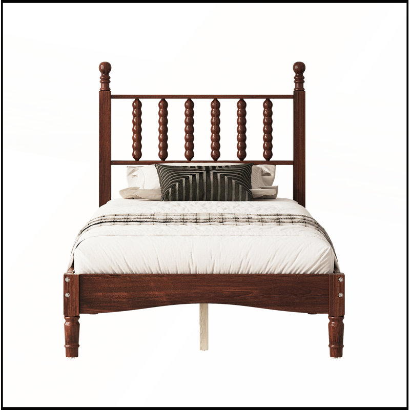 Lit plateforme simple en bois avec tête de lit en forme de gourde