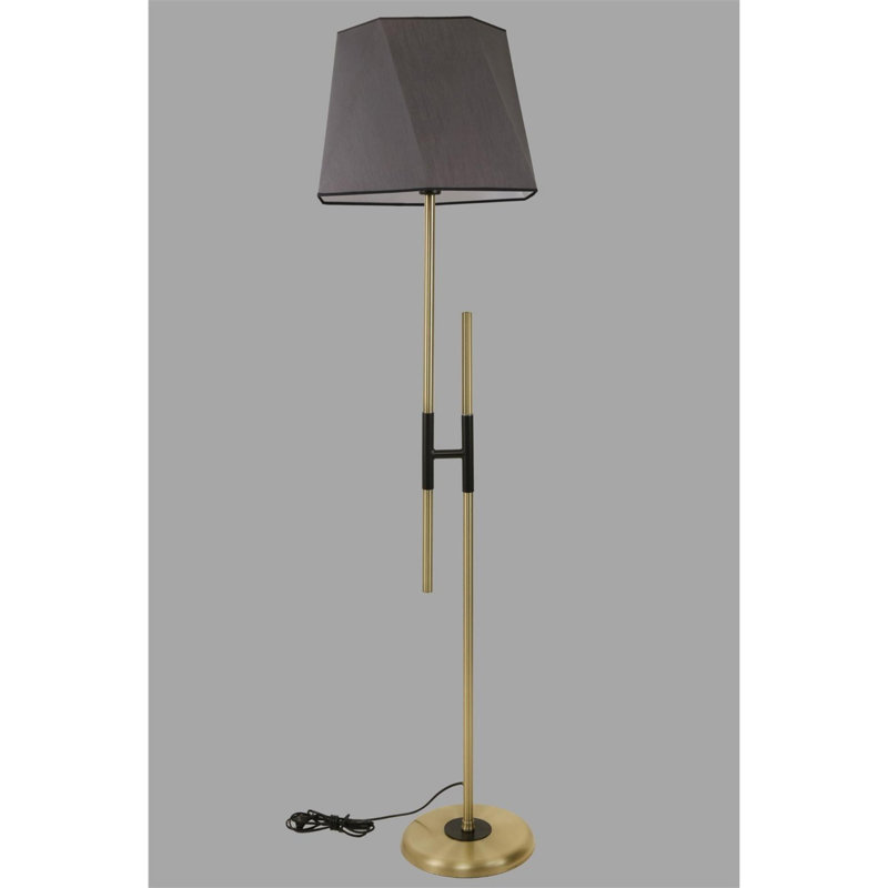 Luro Sleek Metal Floor Lamp, Anthracite Color, 65 in Height | Chrome Coating & Fabric Cap | E27 Socket, Max 60W | Durable Electrostatic Oven Dried Paint | Perfect for Modern Living Rooms & Bedrooms, Stylish & Functional Design