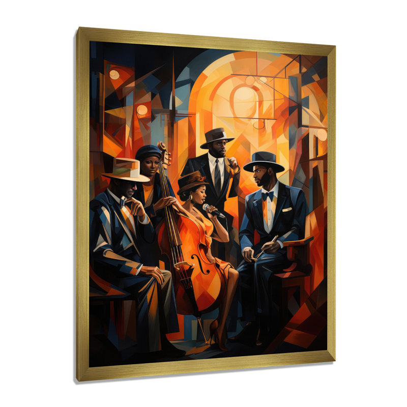 Reproduction d'art sur toile Hundson Jazz Harlem Renaissance V - African American, Cadre photo unique, H 32 po x l 24 po