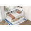 Lit de jour simple avec deux tiroirs de rangement, armoires de rangement et ports USB, blanc