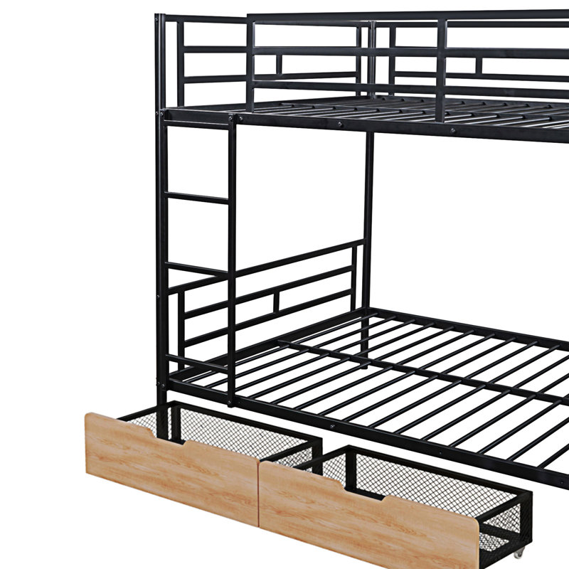 Lit superposé en métal avec bureau intégré