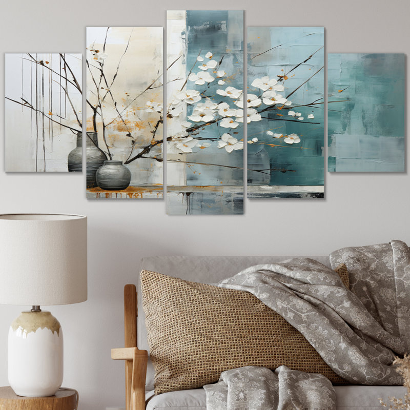 Subtle Serenity II - Abstract Collages Metal Wall Art Living Room Set 5