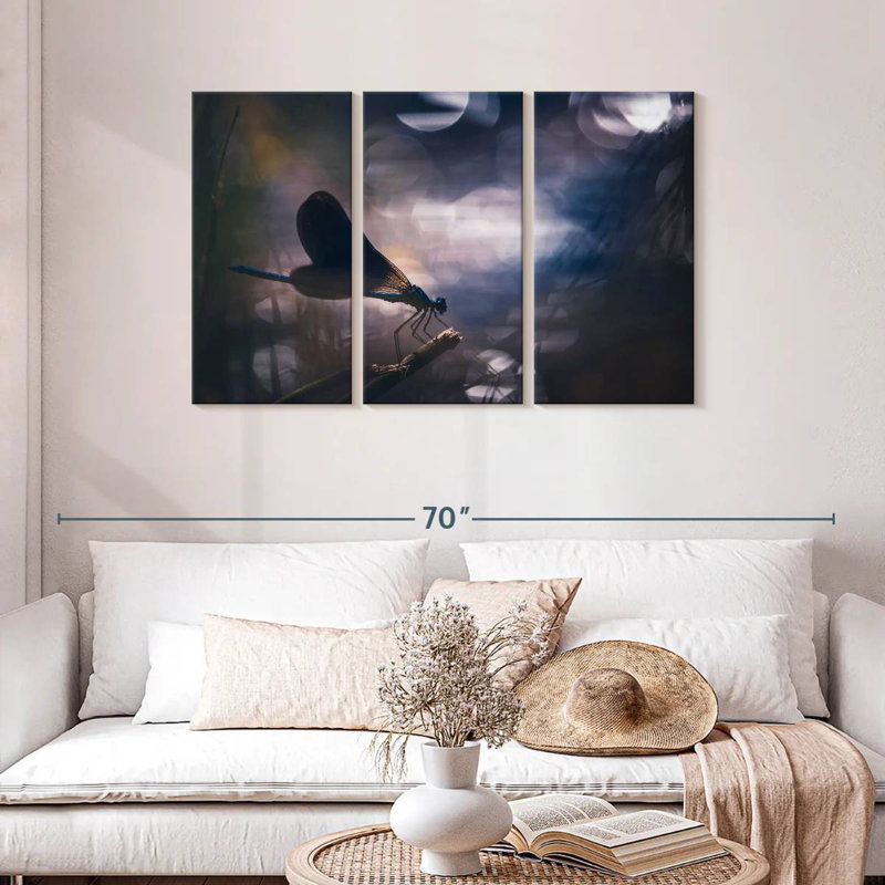Brampt Blue Calopteryx Dragonfly, 28" H x 45" W