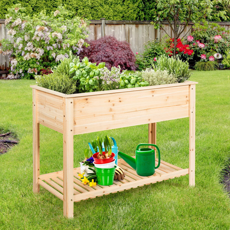 Wood Elevated Planter, 80.5cm H x 91.5cm W x 40.5cm D