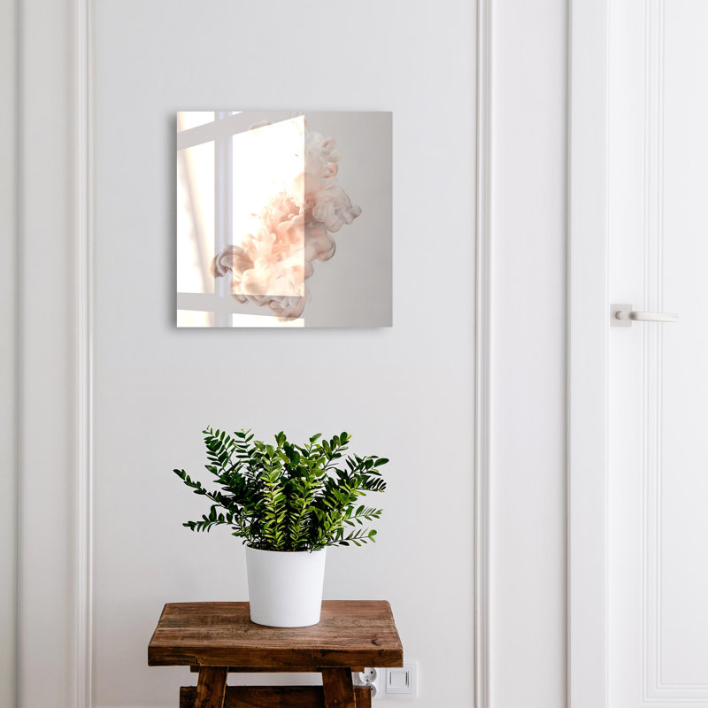 Key box for wall, Opens to the left, 30x30x5, White, Delicate pink and white shapes, 