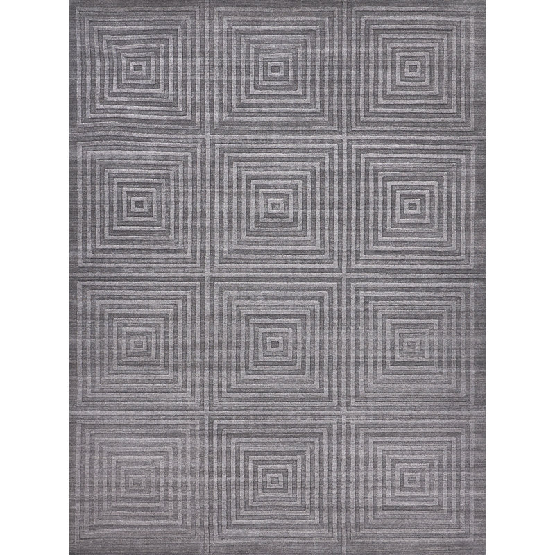Castelli Geometric Area Rug in Light Silver, Gray, Rectangle 9' x 12'
