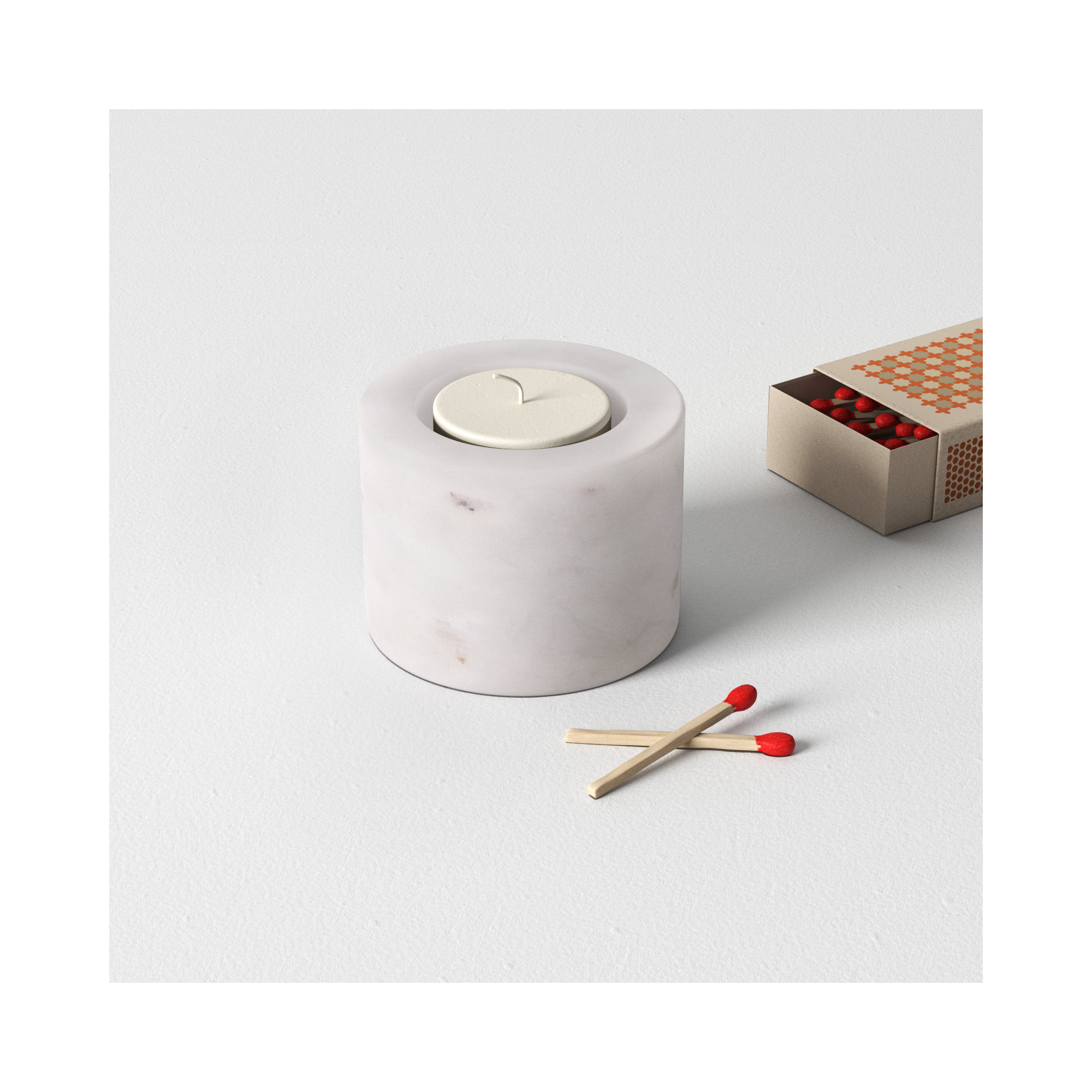 Matheson Marble Cylinder Votive Holder, White