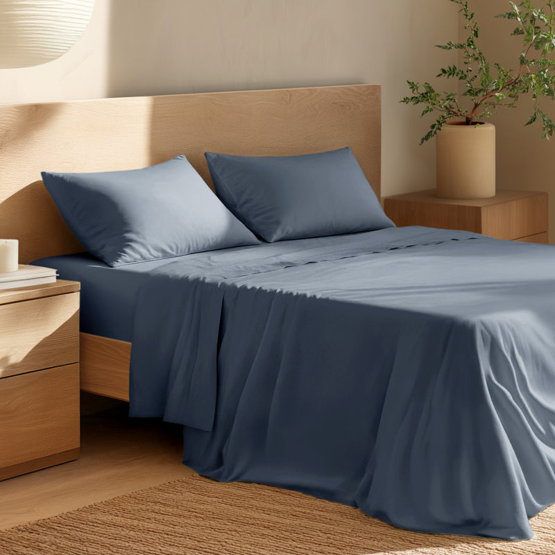 100% Cotton Percale Sheet Set, Full / Double Sheet Set with 2 Pillowcases, Bering Sea