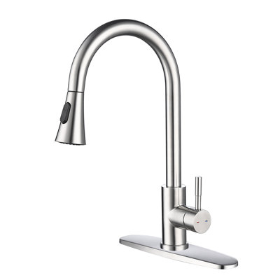 Modern Pull Out Spray Kitchen Faucet In Stainless Steel, Brushed Nickel Color, Simple Installation Method