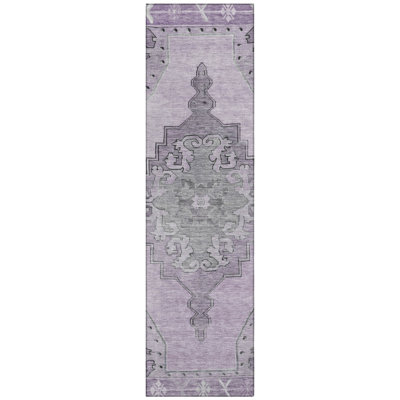 Machine Washable Indoor/Outdoor Xhevrie Plum Rug