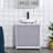 Kleankin Pedestal Sink Storage Cabinet, Vanity Base Cabinet With U-shape Cut-out And Adjustable Internal Shelf In White And Gray