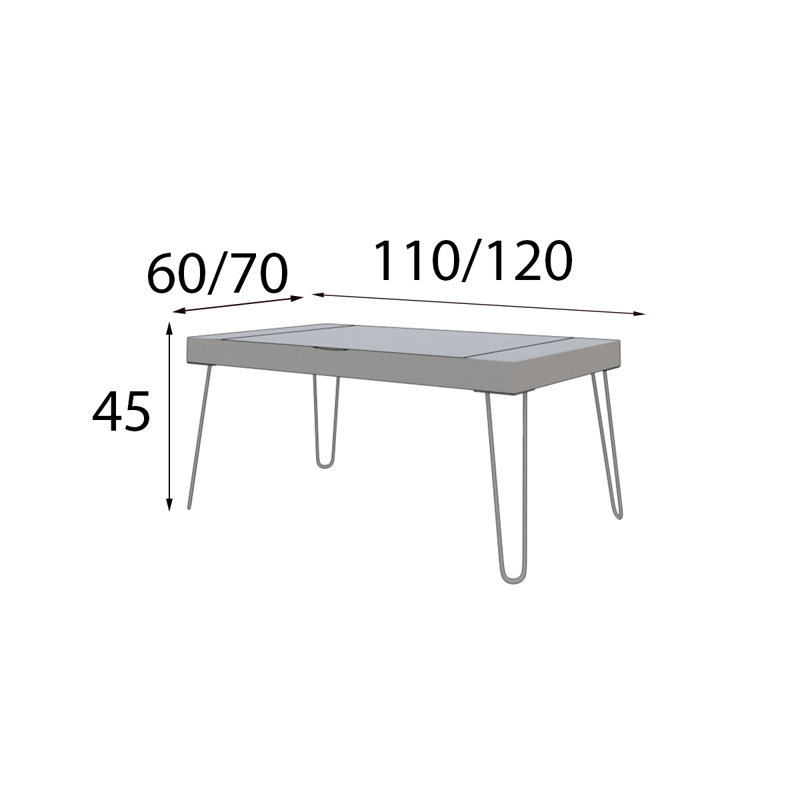 MX04 Coffee Table, 18" H x 47" L x 36" W