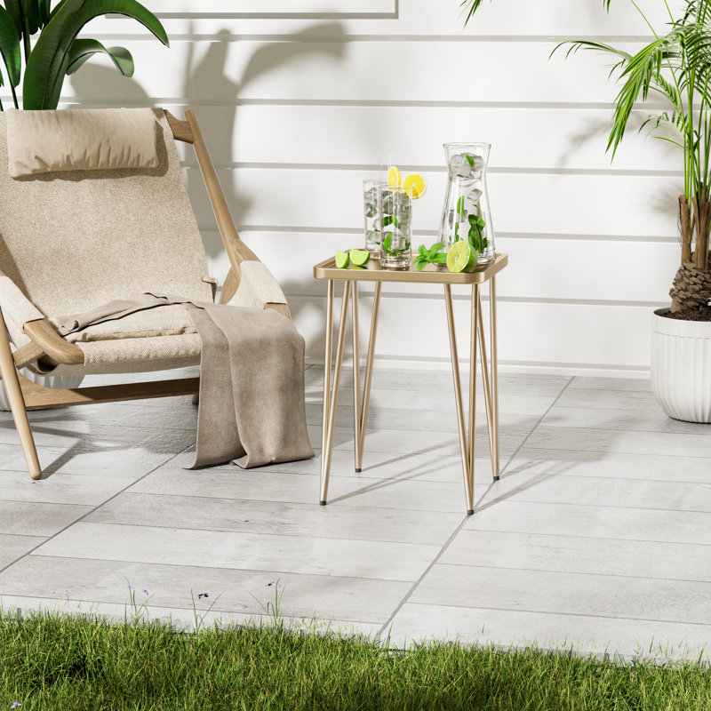 Accent Side / End Table, Waterproof Metal Structure, Great for Living Room, Champagne Gold