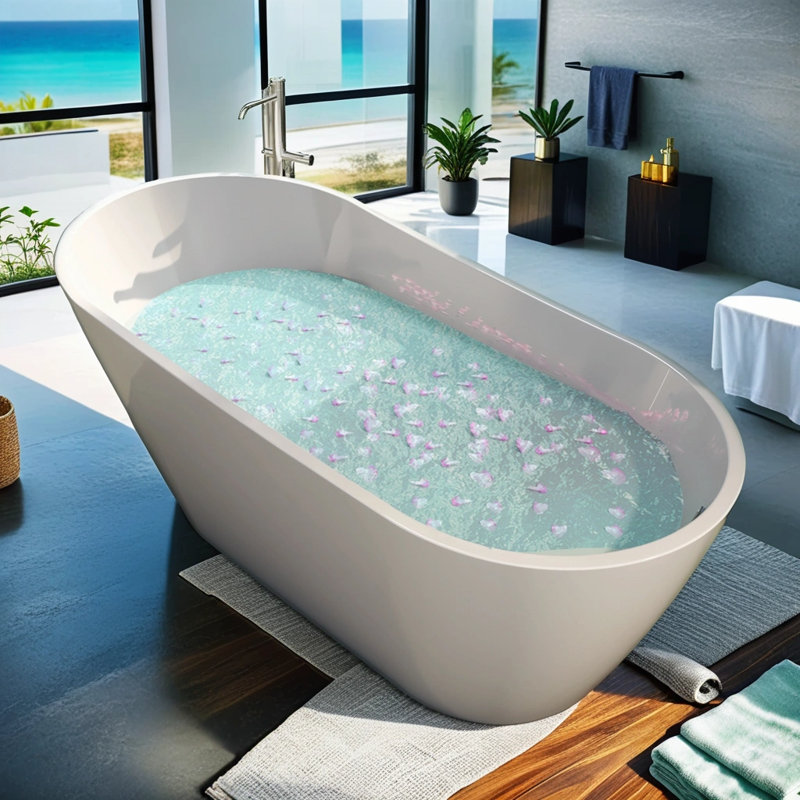 55'' x 30.75'' Freestanding Soaking Acrylic Bathtub