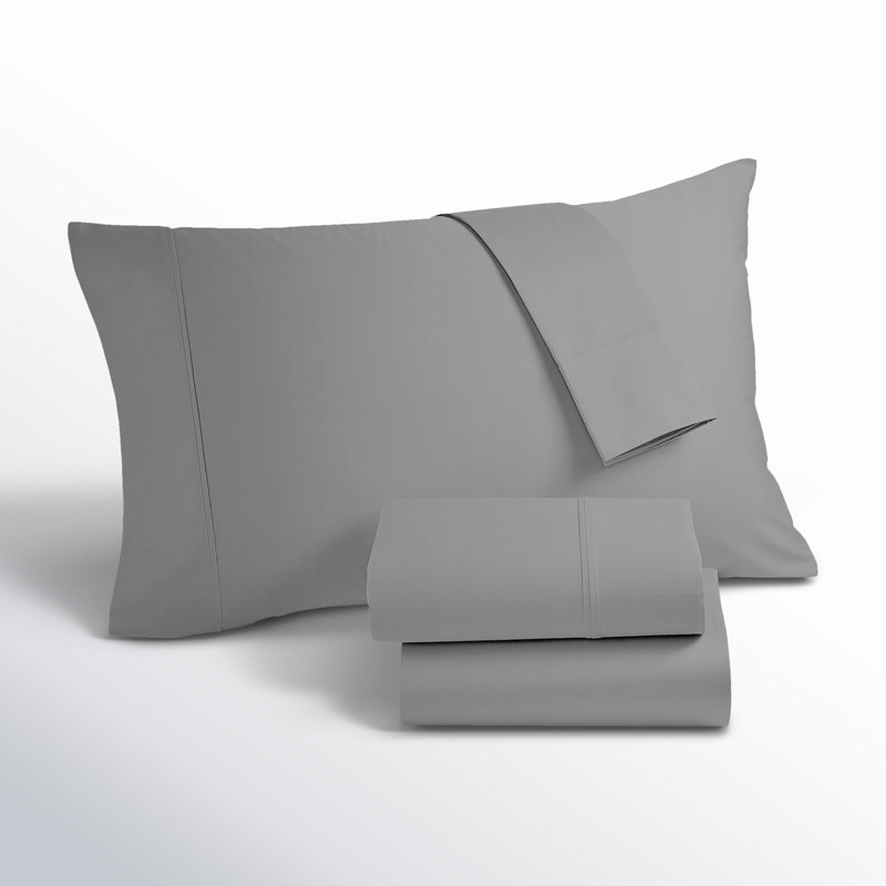 Ensemble de draps Ultimate Percale 100% coton, Ensemble de draps pour lit double avec 2 taies d'o, Gris foncé