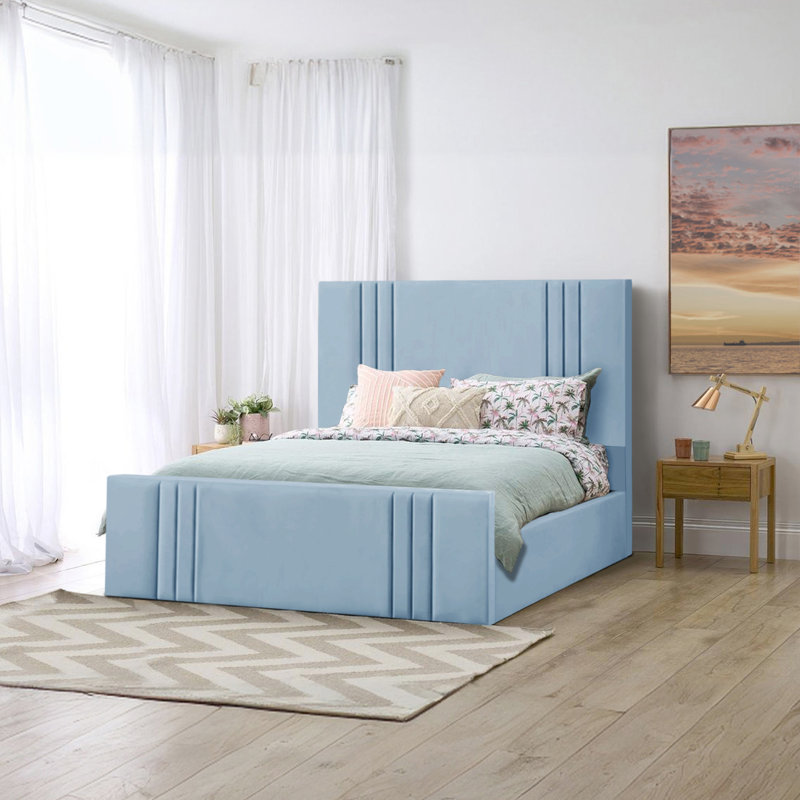 Mishayla Storage Bed, 135 x 190 cm, Sky Blue