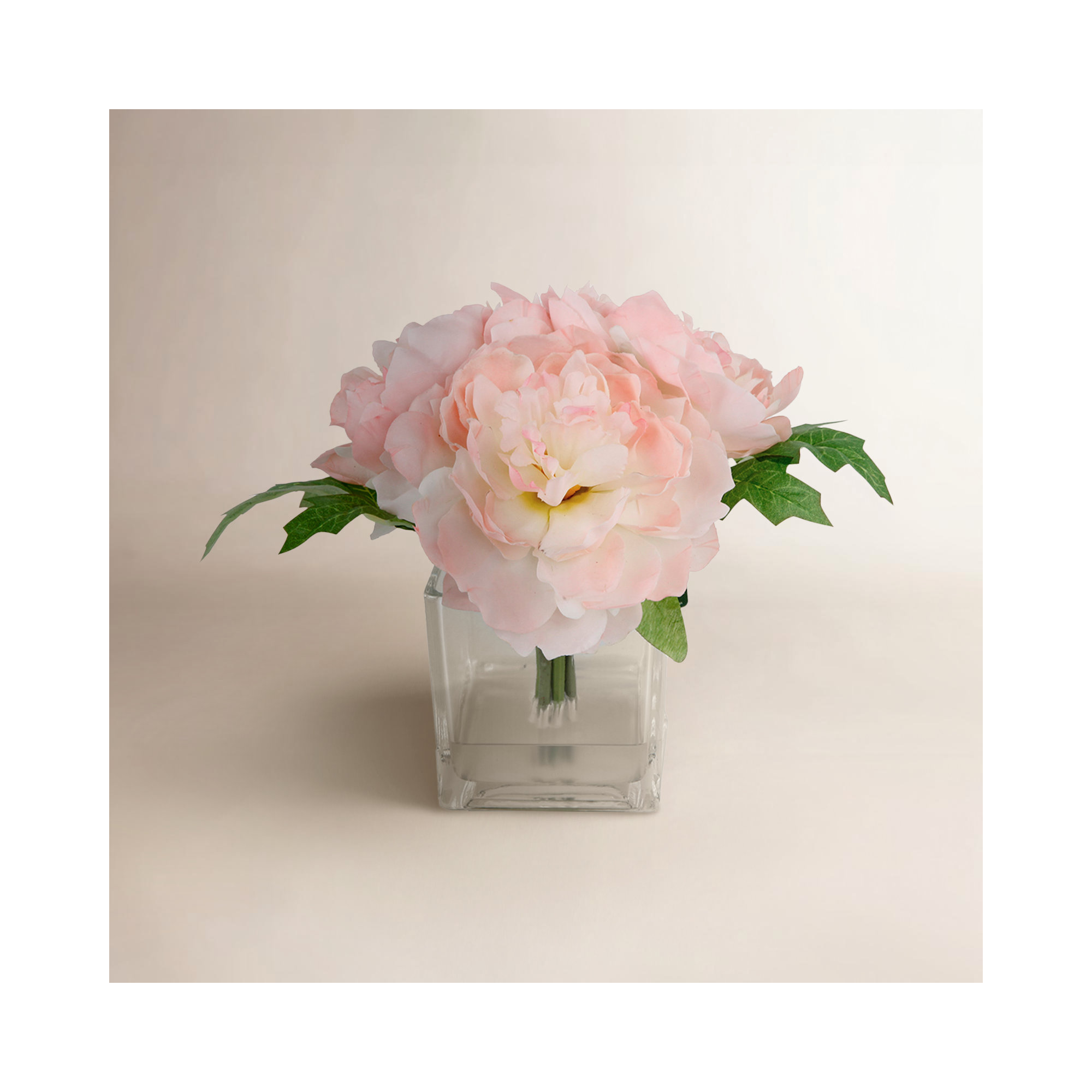 Villela Peony Floral Arrangement in Vase, Pink
