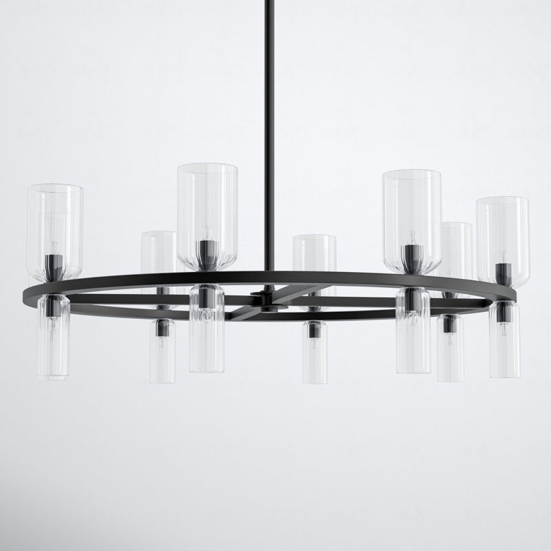 16 - Light Wagon Wheel Chandelier, Soft Black