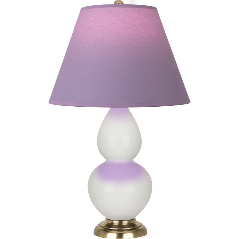 Petite lampe d'appoint à double gourde, Blanc cassé / laiton naturel antique, Lavande / Bourgogne