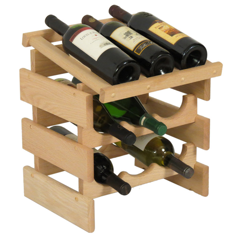 Geis 9 Bottle Solid Wood Tabletop Wine Bottle Rack, Unfinished