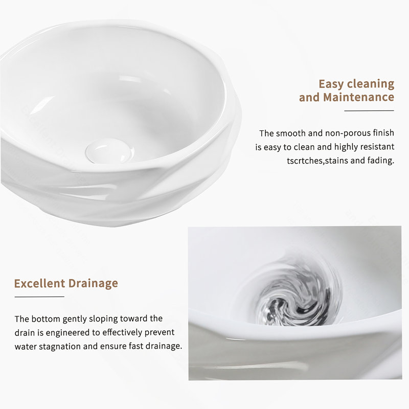 Round Ceramic Vessel Sink For Bathroom