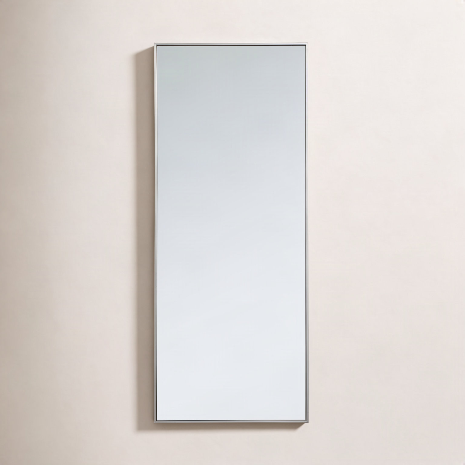 Sabine Metal Rectangle Wall Mirror, 60" x 24", Silver