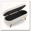 Banc de rangement repose-pieds ovale, pieds en bois d'hévéa-662589522