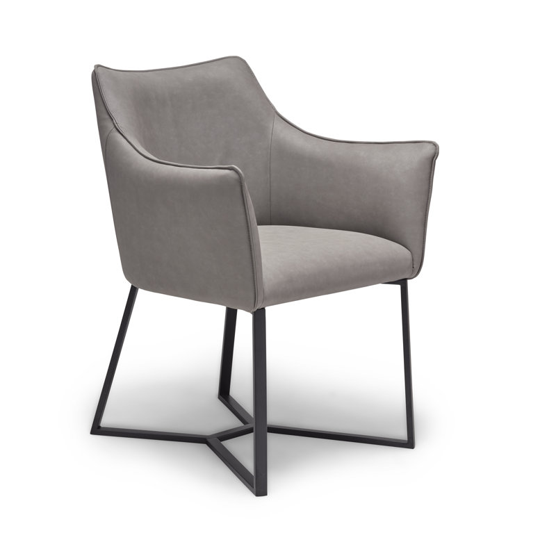 Fauteuil en cuir gris Aynan