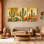 «Cactus Desert Cactus Landscape», ensemble de 3 reproductions d'art sur toile-505384846