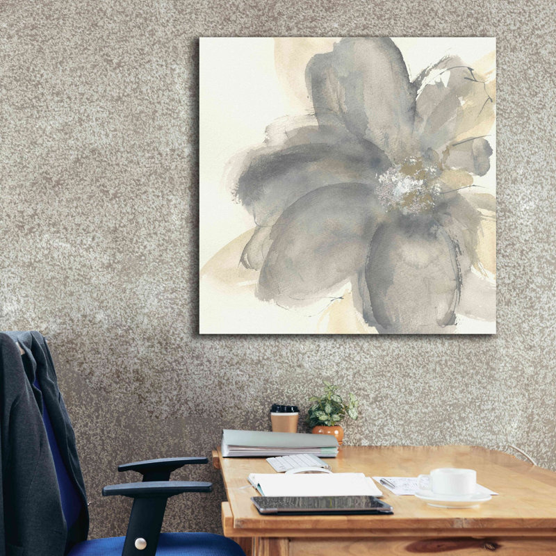 «Floral Gray I» par Chris Paschke, estampe numérique sur toile, H 37 po x l 37 po x P 1,5 po