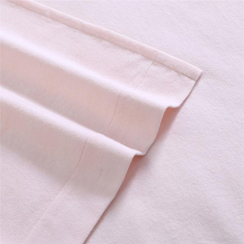 Brushed Cotton Flannel Sheet Set, Full Sheet Set with 2 Pillowcases, Solid Pink