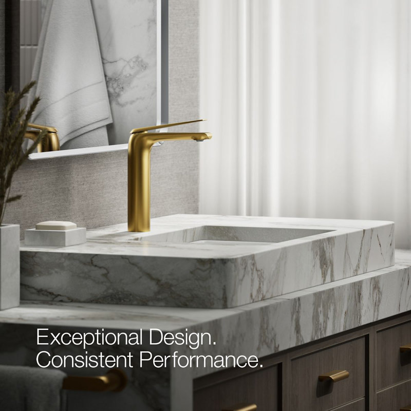 Avid Tall Single-Handle Bathroom Sink Faucet, Vibrant Brushed Moderne Brass